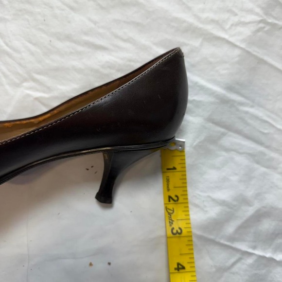 Brown Leather Loafer Kitten Heels Sz 7 Y2k Preppy Academia School Girl - Picture 6 of 7